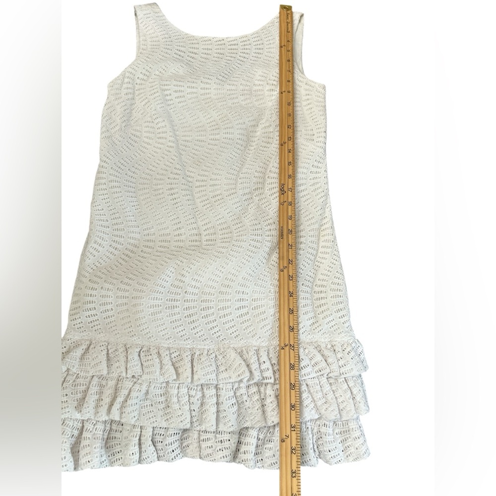 Lilly Pulitzer Rosemary Dress White Eyelet Sleeveless Ruffle Hem Summer Size 4 - Picture 10 of 10